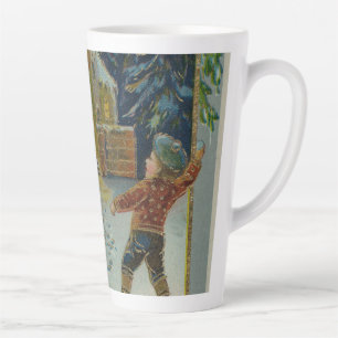 Frohe Weihnachten - Vintage Schneeballkampf Grußka Milchtasse