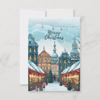 Frohe Weihnachten Vintage Stadt mit Dekorationen Karte