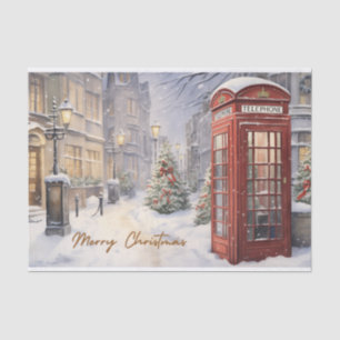 Frohe Weihnachten Vintage Telefonzelle Seidenpapier