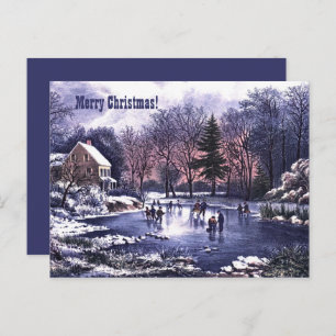 Frohe Weihnachten. Vintage Winterlandschaft Feiertagspostkarte