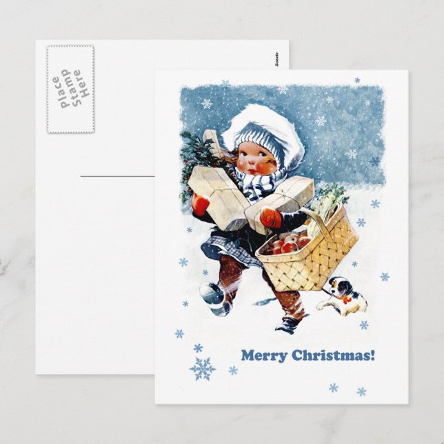 Frohe Weihnachten. Vintage Winterlandschaft Feiertagspostkarte (Vorne/Hinten)