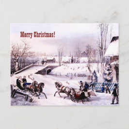 Frohe Weihnachten. Vintage Winterskarte Feiertagspostkarte