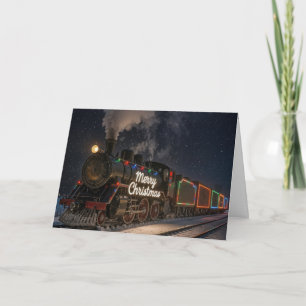 Frohe Weihnachten Vintage Zug im Schnee Karte