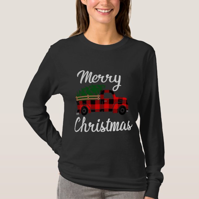 Frohe Weihnachten Vintagen Farm Truck T-Shirt (Vorderseite)