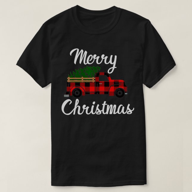 Frohe Weihnachten Vintagen Farm Truck T-Shirt (Design vorne)