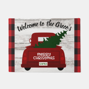 Frohe Weihnachten Vintagen Lkw Name Türmchen hinzu Fußmatte