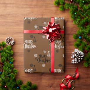 Frohe Weihnachten Vintagen Script-Schriftart Coffe Geschenkpapier