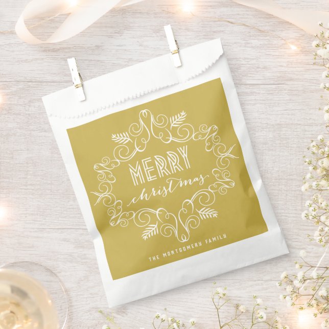 Frohe Weihnachten Vintager Deko Foliage Urlaub Geschenktütchen (Ausgeschnitten)