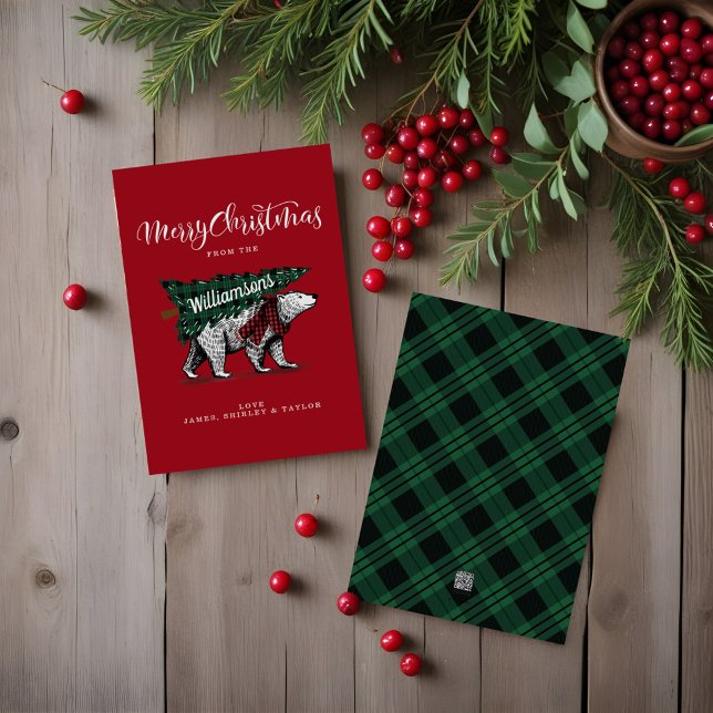 Frohe Weihnachten Vintager Eisbär Lieferung (Merry Christmas Vintage Polar Bear Tree Delivery Holiday Card)