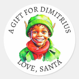 Frohe Weihnachten | Vintager kleiner Elf von und n Runder Aufkleber