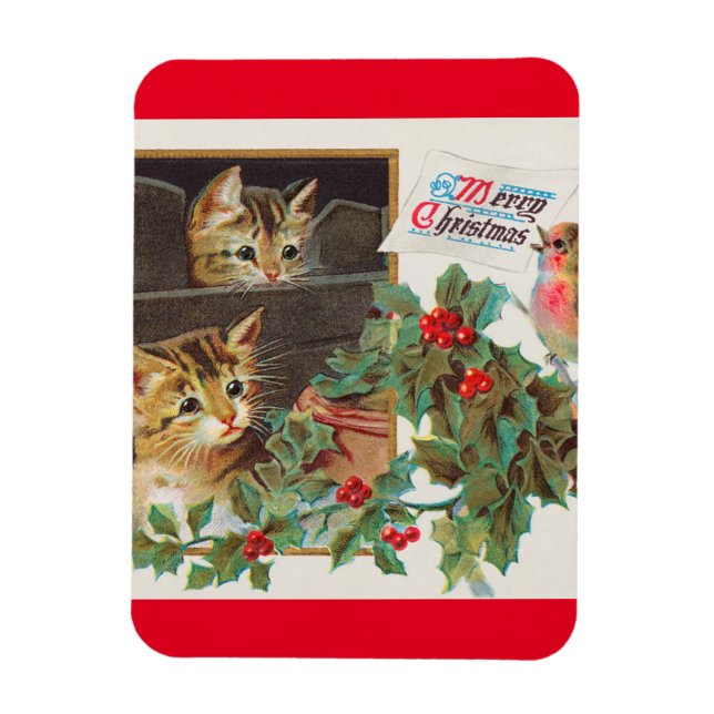 Frohe Weihnachten Vintager Kunsturlaub Magnet (Vertikal)
