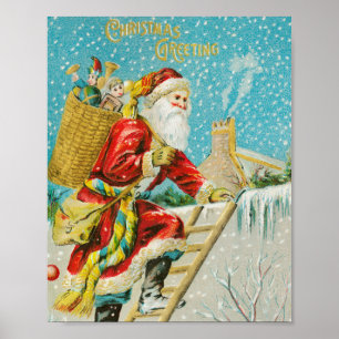 Frohe Weihnachten Vintager Kunsturlaub Poster