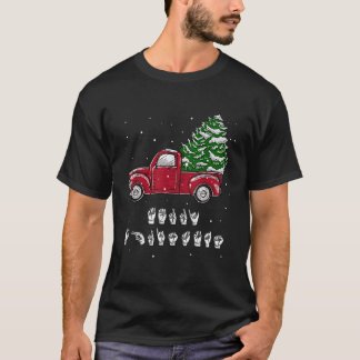 Frohe Weihnachten Vintager LKW Hand Zeichensprache T-Shirt