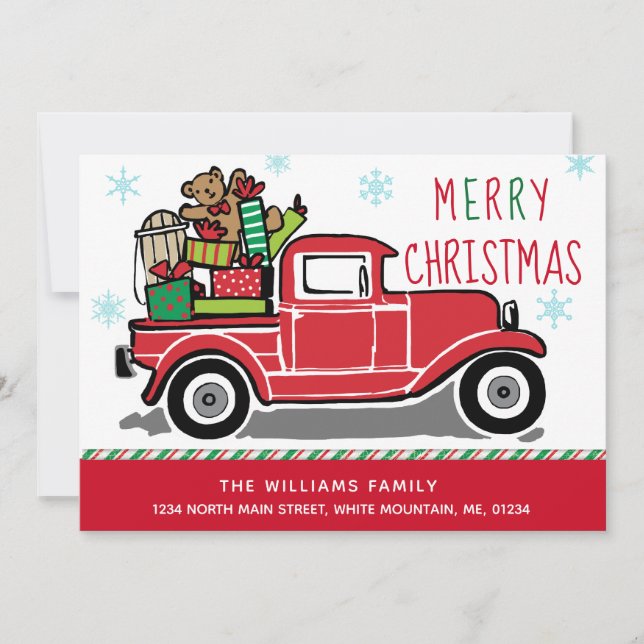 Frohe Weihnachten Vintager Lkw-Urlaub-Bewegung Ankündigung (Vorderseite)