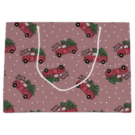 Frohe Weihnachten Vintager Red Truck Große Geschenktüte