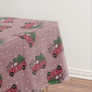 Frohe Weihnachten Vintager Red Truck Tischdecke