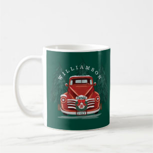 Frohe Weihnachten Vintager Red Truck Weihnachtsbau Kaffeetasse