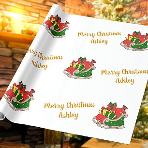 Frohe Weihnachten Vintager Santa's Sleigh Individu Geschenkpapier