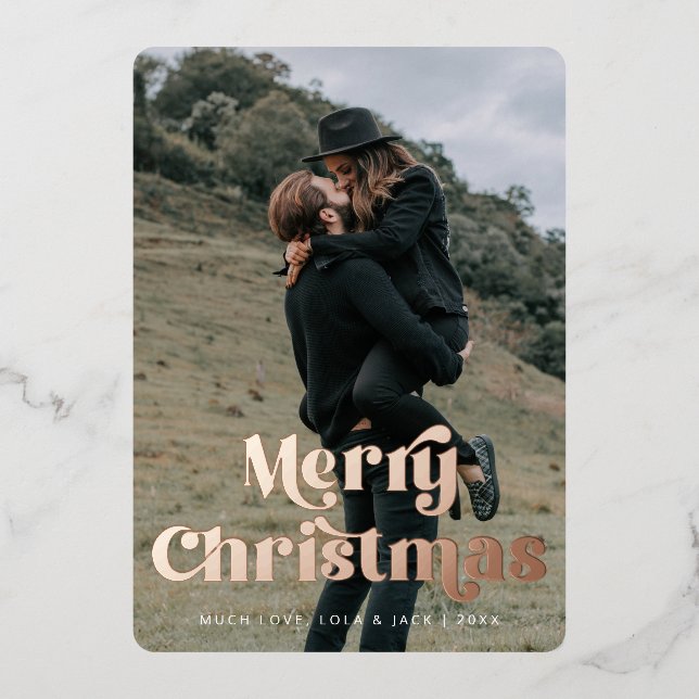 Frohe Weihnachten Vintager Schriftart Folien Feiertagskarte (Vorderseite)