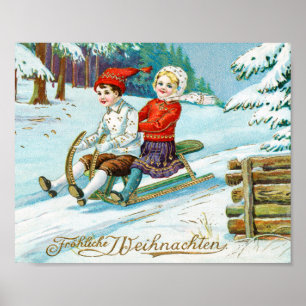 Frohe Weihnachten Vintager Urlaub Poster