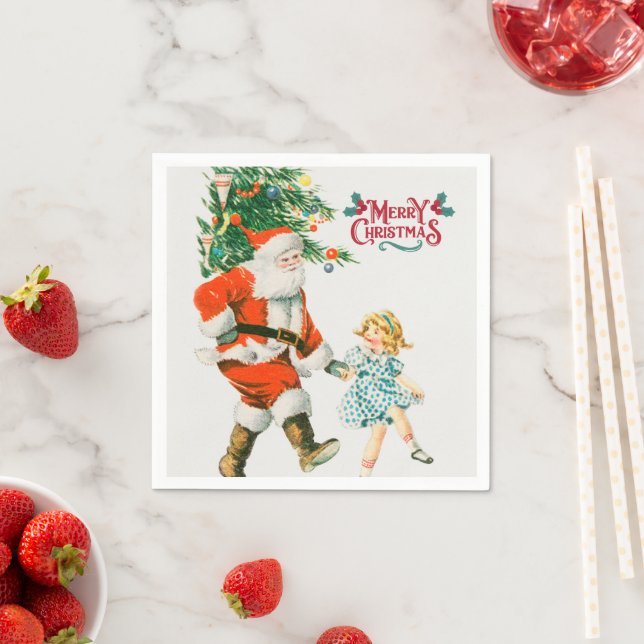 Frohe Weihnachten Vintager Weihnachtsfeiertag Serviette (Beispiel)