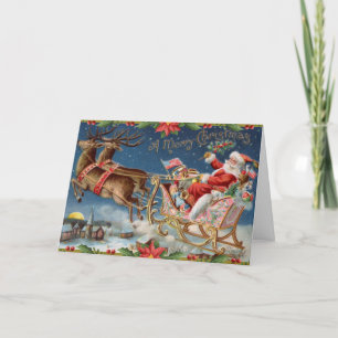 Frohe Weihnachten Vintager Weihnachtsmann auf Slei