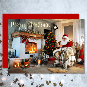 Frohe Weihnachten Vintager Weihnachtsmann Folien Feiertagskarte