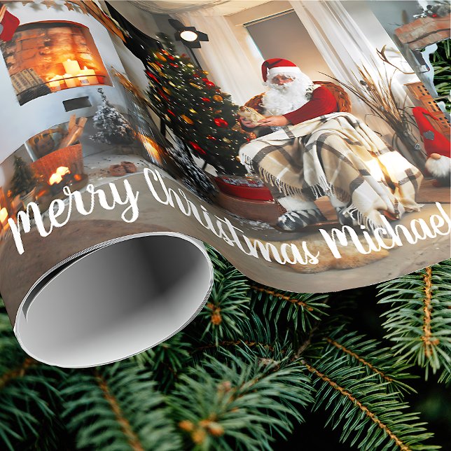 Frohe Weihnachten Vintager Weihnachtsmann-Individu Geschenkpapier (Von Creator hochgeladen)
