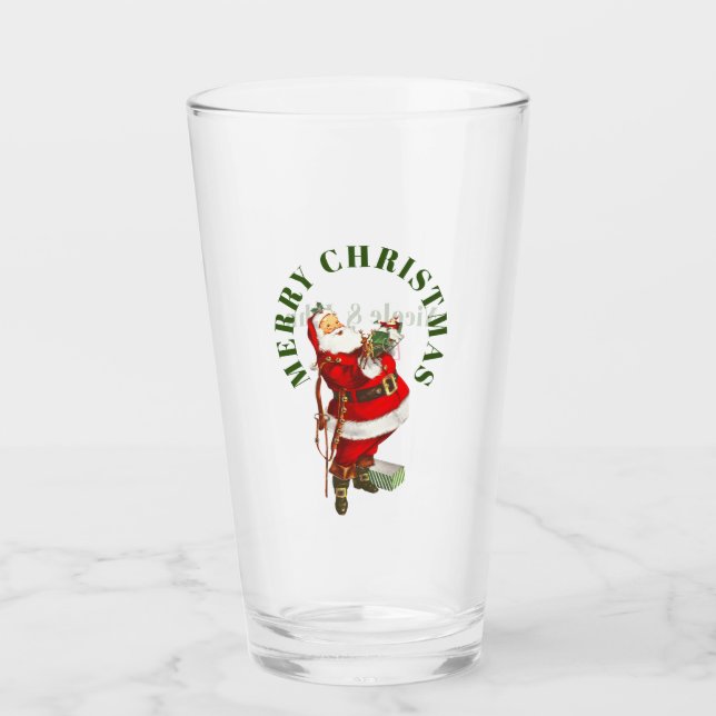 Frohe Weihnachten, Vintager Weihnachtsschaukel Glas (Vorderseite)