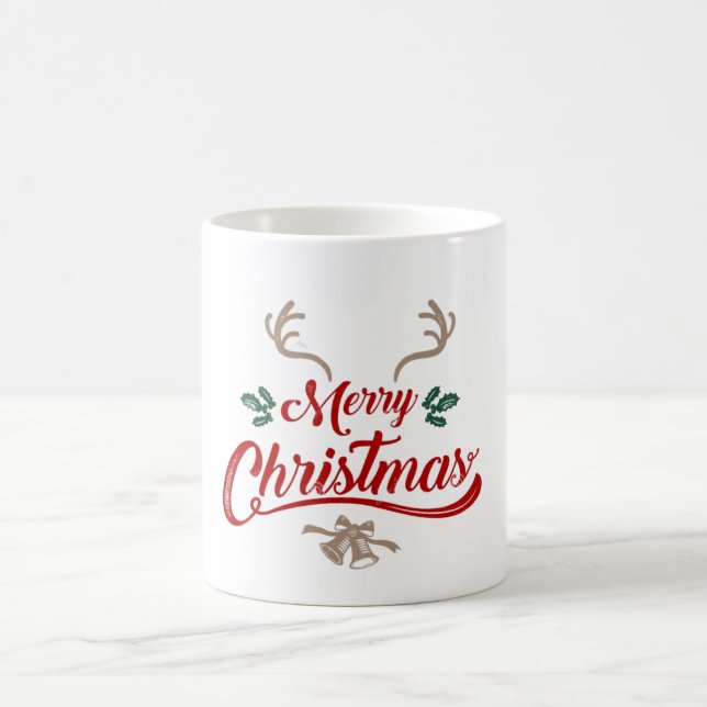 Frohe Weihnachten Vintages Design | Rot und Grün Kaffeetasse (Mittel)