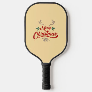Frohe Weihnachten Vintages Design   Rot und Grün Pickleball Schläger