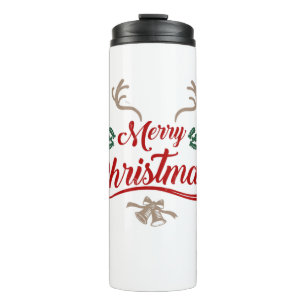 Frohe Weihnachten Vintages Design Rot und Grün Thermosbecher