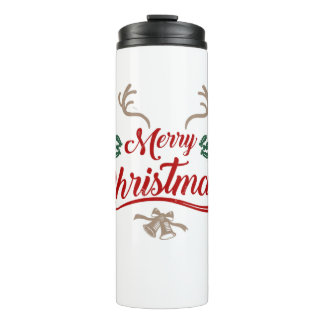 Frohe Weihnachten Vintages Design | Rot und Grün Thermosbecher