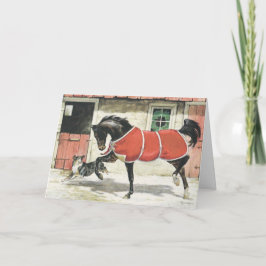 Frohe Weihnachten Vintages Pferd und Hund
