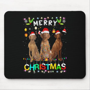 Frohe Weihnachten Vizsla Shirt Weihnachtsmannmütze Mousepad