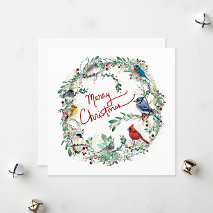 Frohe Weihnachten Vogel und Kranz Feiertagskarte