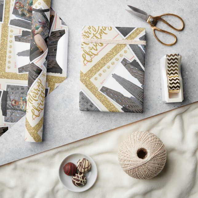 Frohe Weihnachten vom Rockefeller Plaza in NYC Geschenkpapier (Kunsthandwerk)