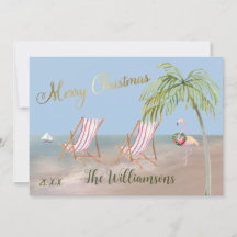 Frohe Weihnachten vom Strand Palm Tree Flamingo