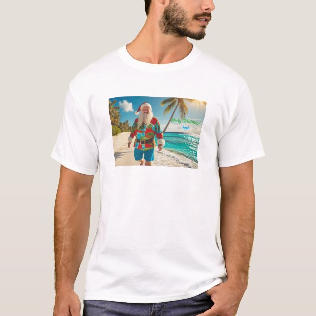 Frohe Weihnachten vom Strand T-Shirt (Vorderseite)
