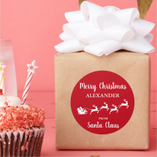 Frohe Weihnachten vom Weihnachtsmann ADD NAME Runder Aufkleber