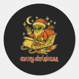Frohe Weihnachten von Alien-Weihnachtsmann und sei Runder Aufkleber