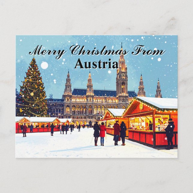 Frohe Weihnachten von Austria Market Holiday Postkarte (Vorderseite)