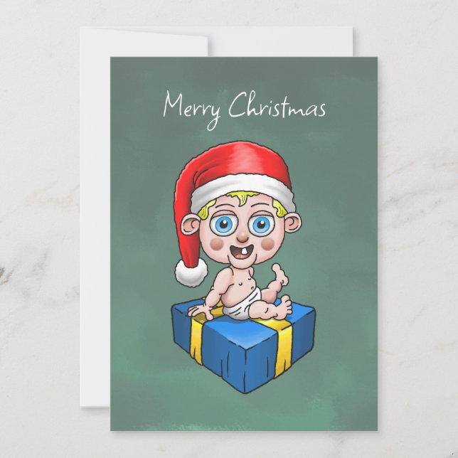 Frohe Weihnachten von Baby Santa Weihnachtskarte (Vorderseite)