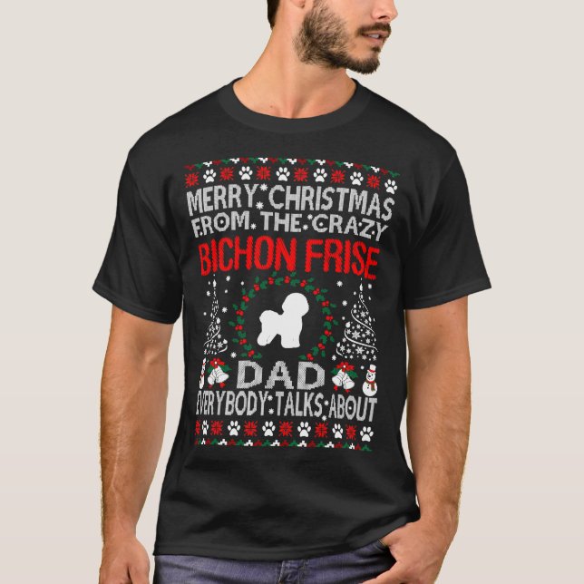 Frohe Weihnachten von Bichon Frise Vater Geschenk T-Shirt (Vorderseite)