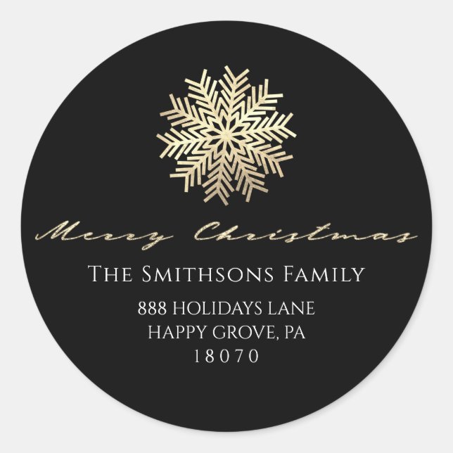 Frohe Weihnachten von Black Gold UAWG Snowflake Runder Aufkleber (Vorderseite)