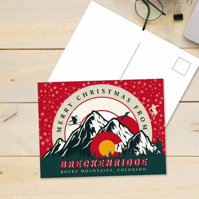 Frohe Weihnachten von Breckenridge Colorado Skiing Postkarte (Von Creator hochgeladen)