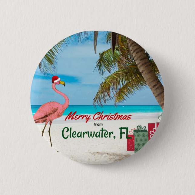 Frohe Weihnachten von Clearwater, FL Button (Vorderseite)