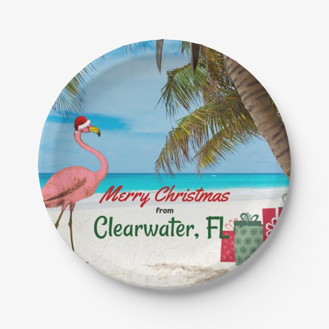 Frohe Weihnachten von Clearwater, FL Pappteller (Vorderseite)