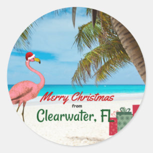 Frohe Weihnachten von Clearwater, FL Runder Aufkleber