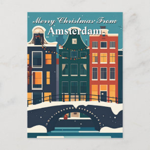 Frohe Weihnachten von den Grachtenhäusern in Amste Postkarte
